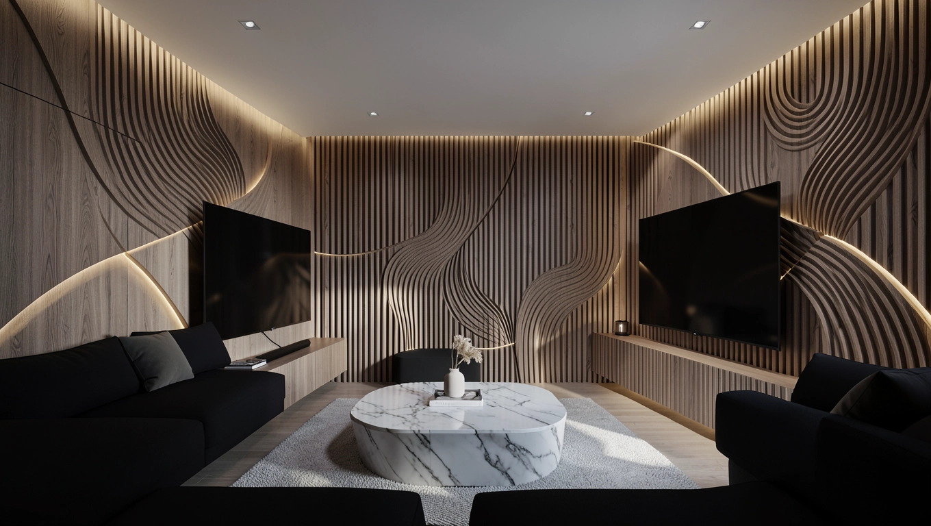 Aranżacje z panelami 3D i lamelkowymi