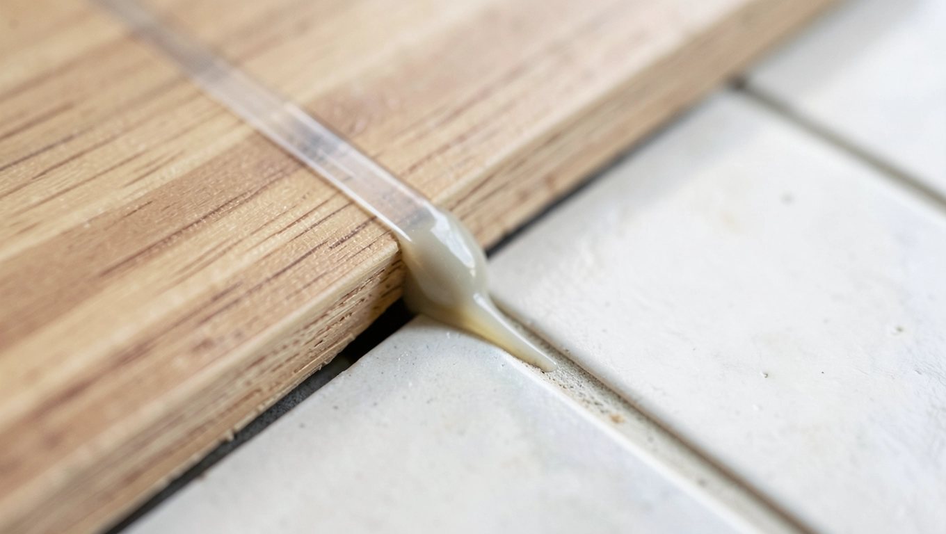 Elastyczne spoiny i akryl jako wypełnienie szczeliny przy łączeniu paneli z płytkami