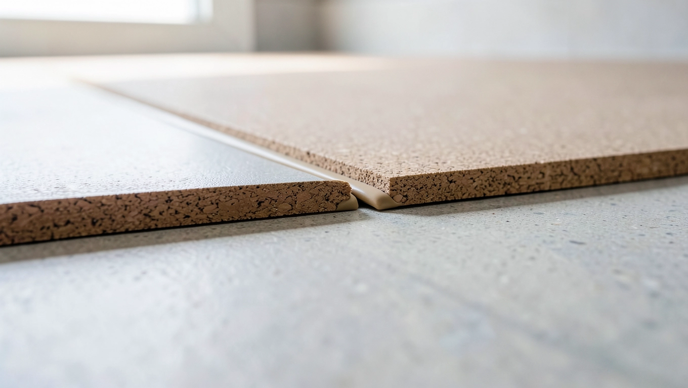 Korek i inne elastyczne materiały wyrównawcze przy przejściu podłóg