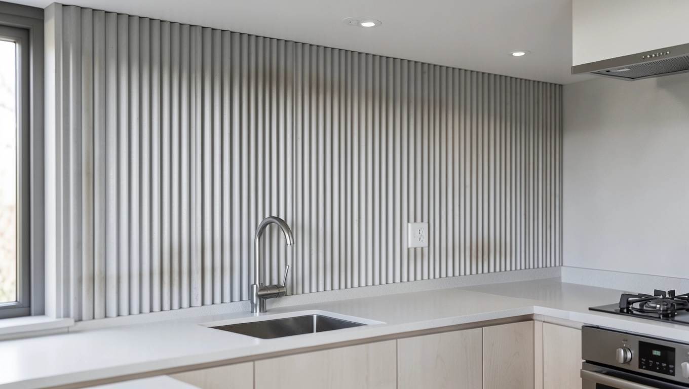 Kuchnia z ryflowanymi panelami ściennymi