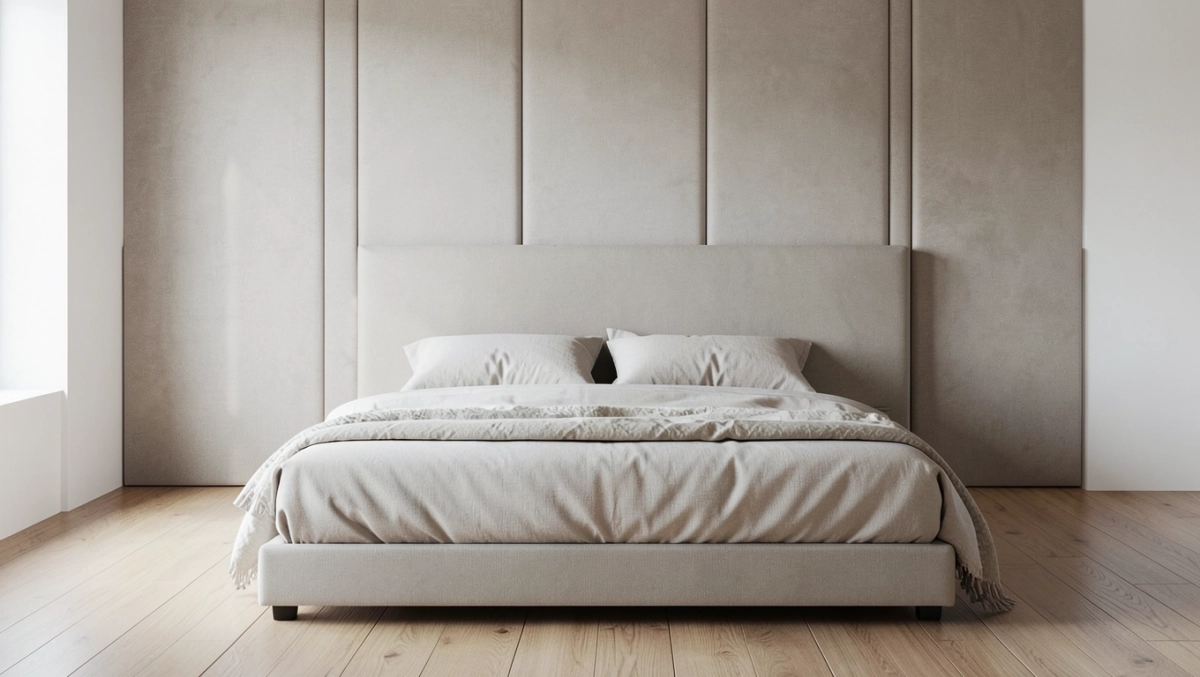 Łóżko i panele tapicerowane