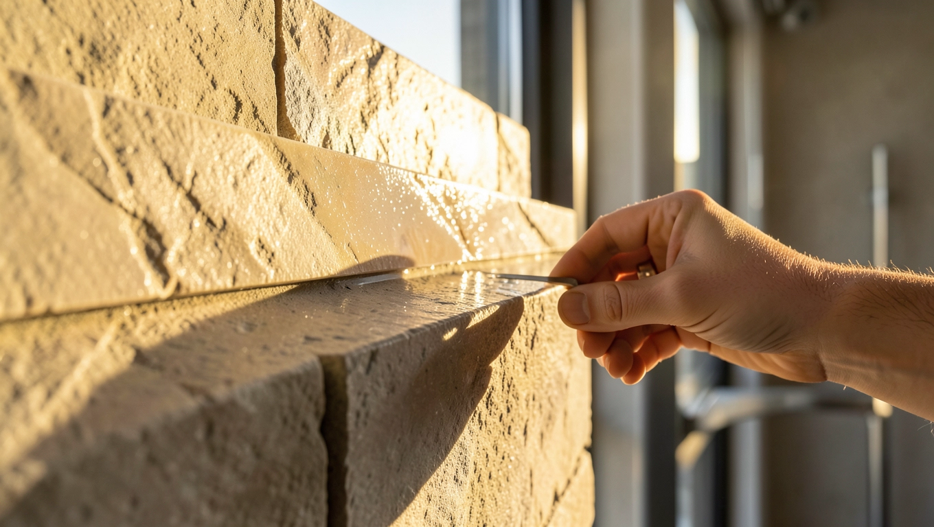 Montaż mineralnych paneli ściannych klejenie i click