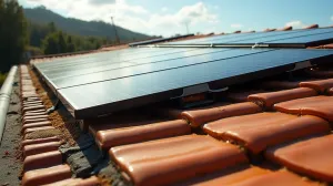 instalacja paneli fotowoltaicznych na dachu pokrytym dachówką ceramiczną
