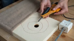 jak zrobić gniazdko w panelu tapicerowanym