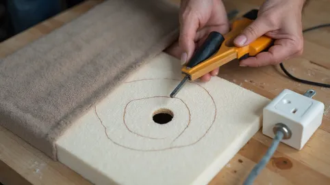 jak zrobić gniazdko w panelu tapicerowanym