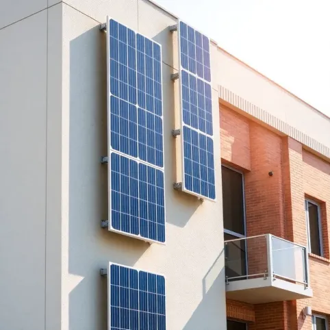 Panele fotowoltaiczne na pionowej ścianie