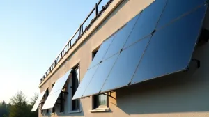 panele fotowoltaiczne na ścianie budynku