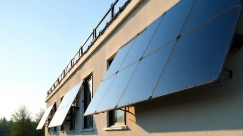 panele fotowoltaiczne na ścianie budynku