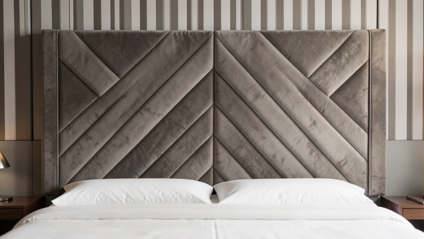 Wzory paneli tapicerowanych na łóżko: jodełka i pionowo